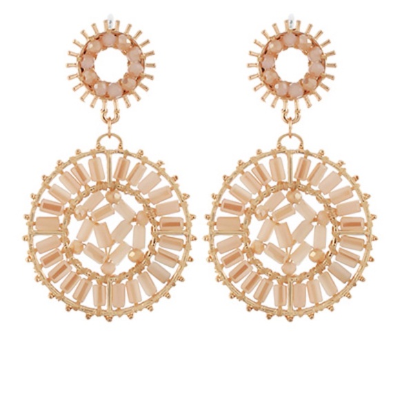 Glass Beaded Round Drop Earrings